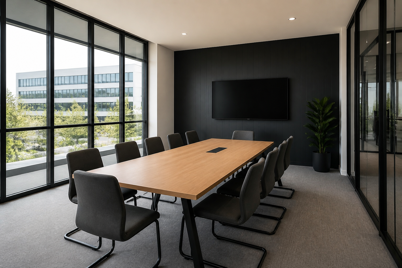 The shared conference room at ROOST Offices
